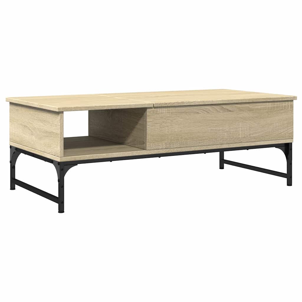 Tavolino Salotto Rovere Sonoma 100x50x35 cm Multistrato Metallo