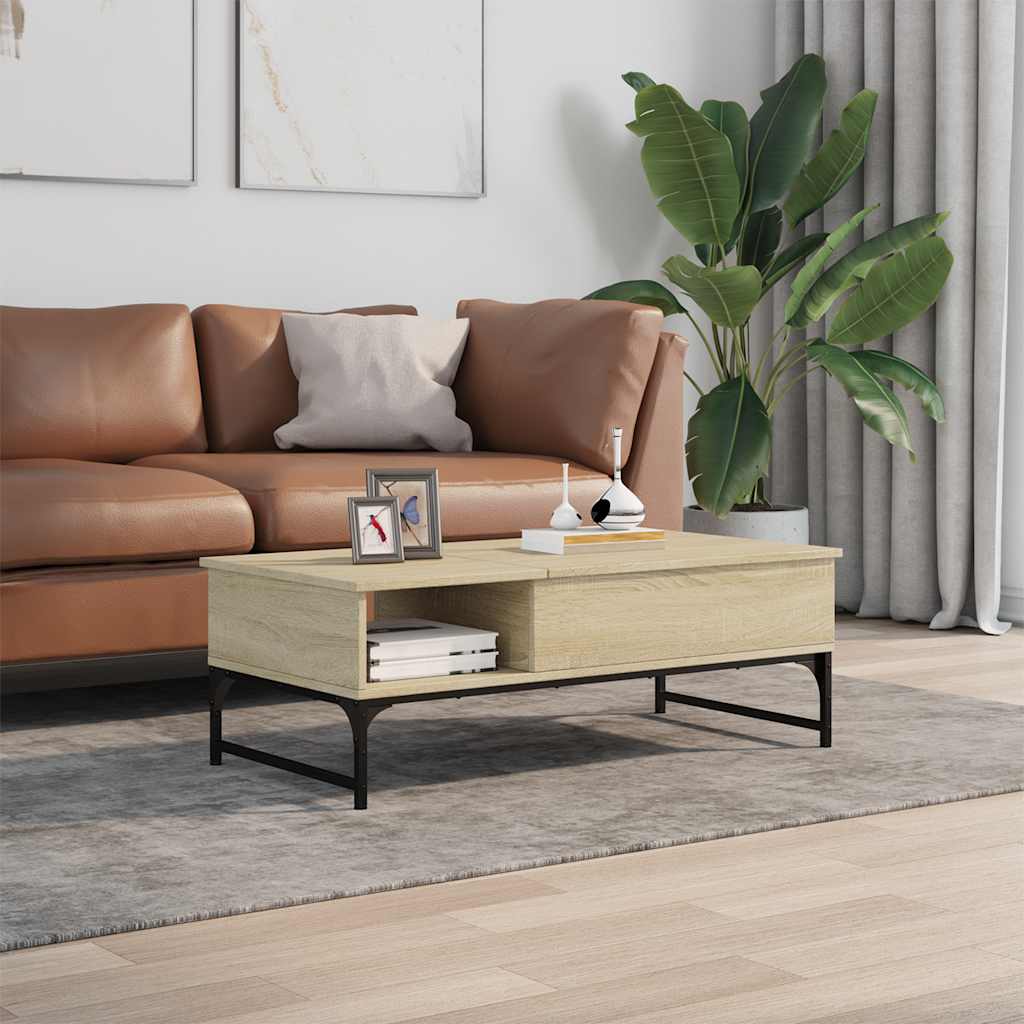 Tavolino Salotto Rovere Sonoma 100x50x35 cm Multistrato Metallo | homemem39