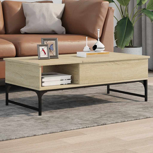 Tavolino Salotto Rovere Sonoma 100x50x35 cm Multistrato Metallo | homemem39