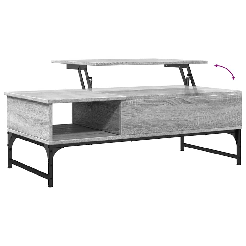Tavolino Salotto Grigio Sonoma 100x50x35cm Multistrato Metallo | homemem39