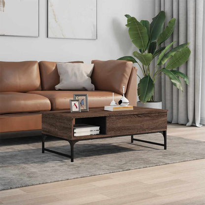 Tavolino Salotto Rovere Marrone 100x50x35cm Multistrato Metallo | homemem39