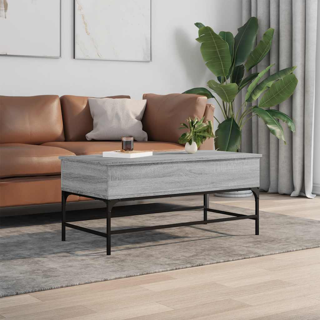 Tavolino Grigio Sonoma 100x50x45 cm Legno Multistrato e Metallo | homemem39