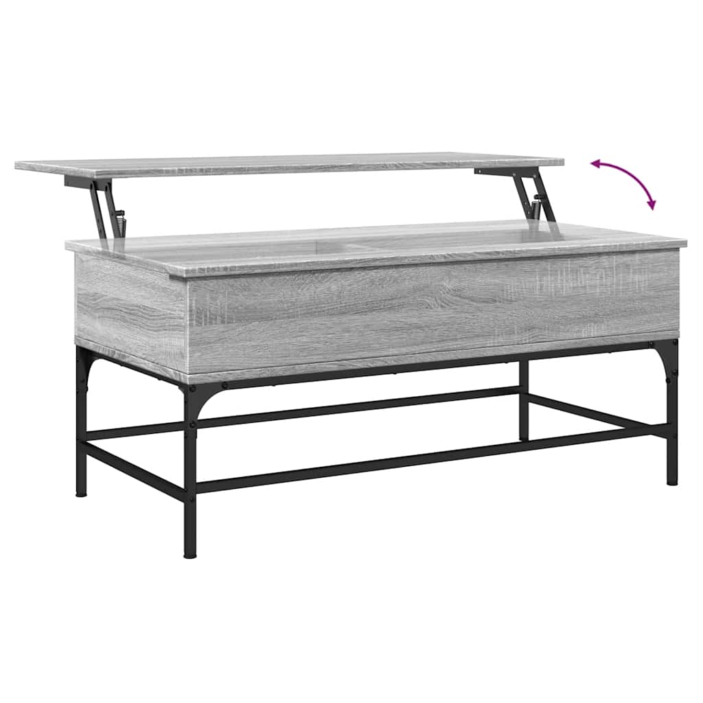 Tavolino Grigio Sonoma 100x50x45 cm Legno Multistrato e Metallo | homemem39
