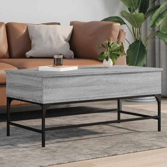 Tavolino Grigio Sonoma 100x50x45 cm Legno Multistrato e Metallo | homemem39