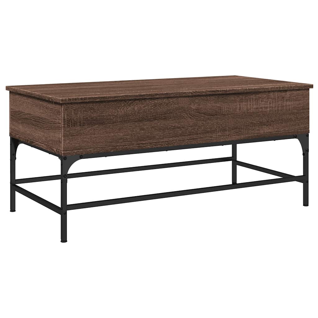 Tavolino Rovere Marrone 100x50x45cm Legno Multistrato e Metallo | homemem39