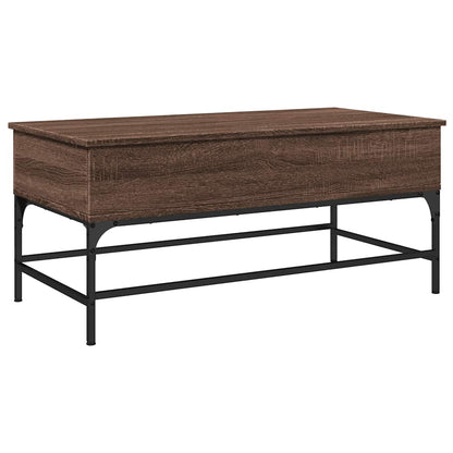 Tavolino Rovere Marrone 100x50x45cm Legno Multistrato e Metallo | homemem39
