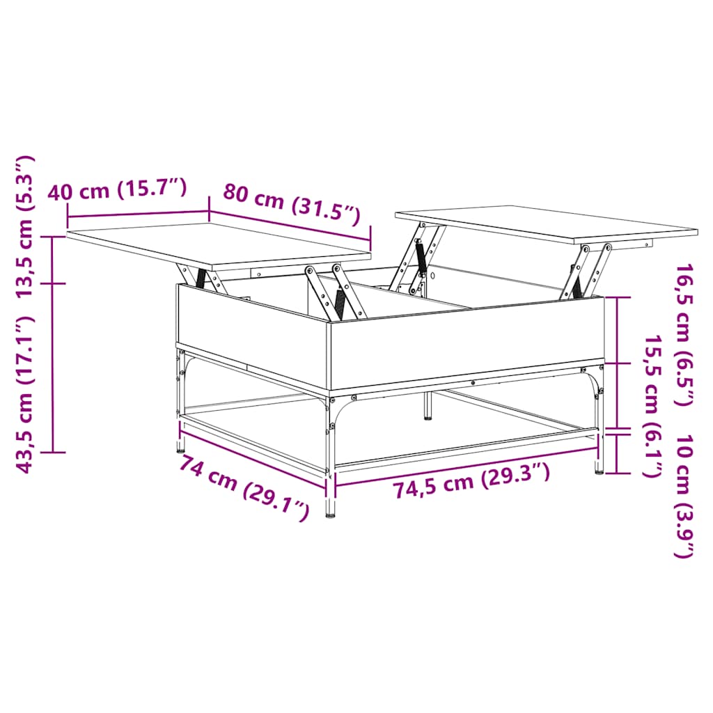Tavolino Salotto Grigio Sonoma 80x80x45 cm Multistrato Metallo