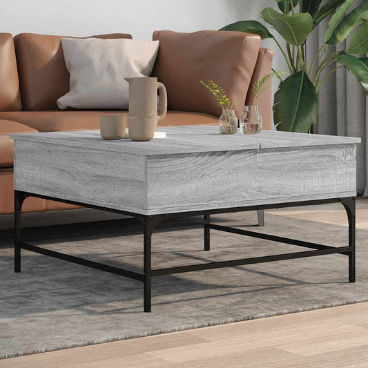 Tavolino Salotto Grigio Sonoma 80x80x45 cm Multistrato Metallo | homemem39