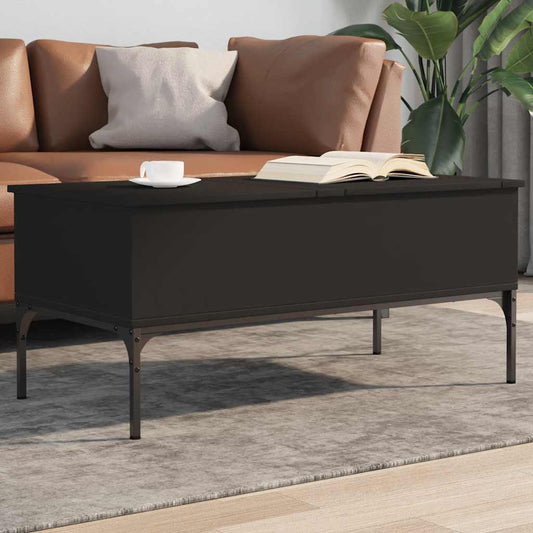 Tavolino Salotto Nero 100x50x45 cm Legno Multistrato e Metallo | homemem39