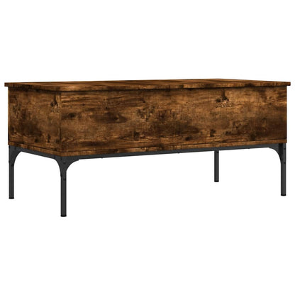 Tavolino Rovere Fumo 100x50x45cm in Legno Multistrato e Metallo | homemem39