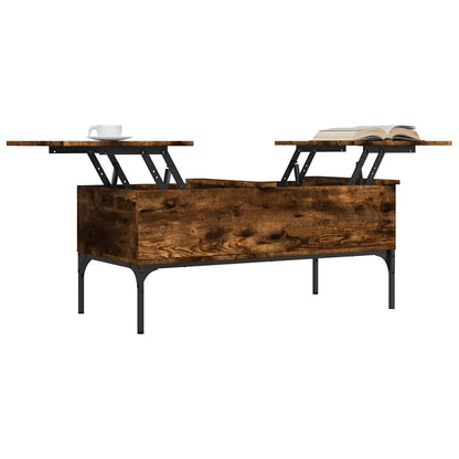 Tavolino Rovere Fumo 100x50x45cm in Legno Multistrato e Metallo