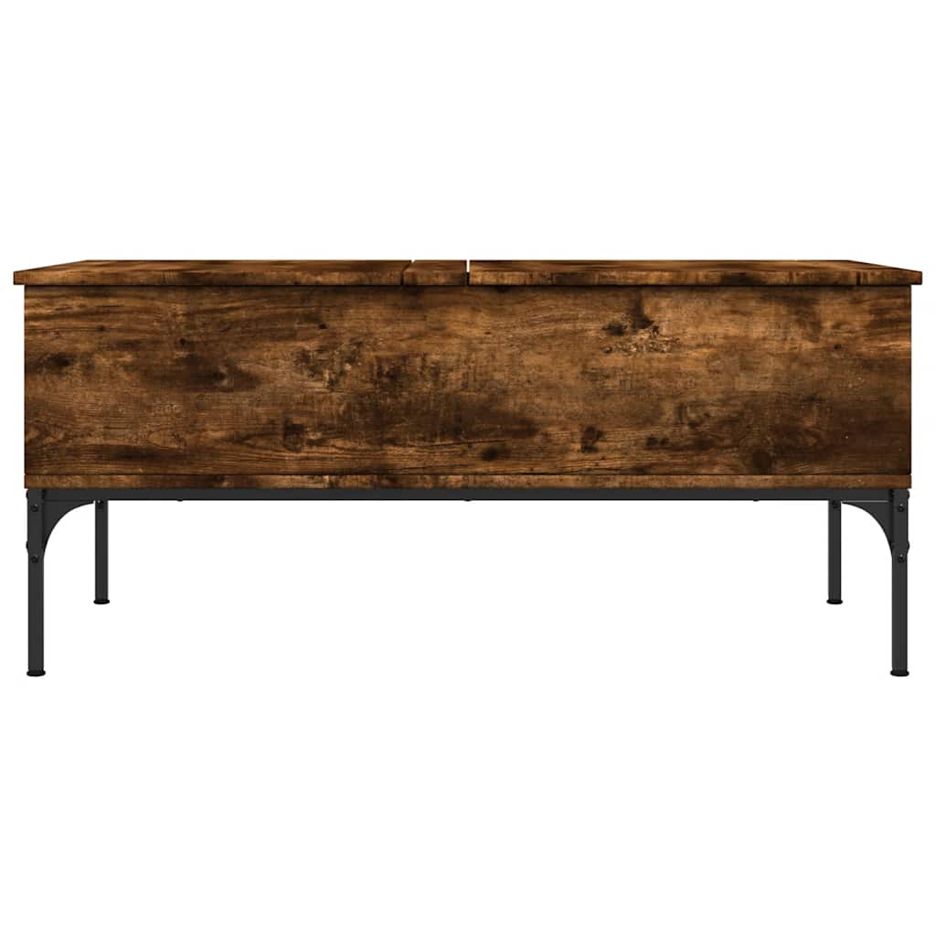 Tavolino Rovere Fumo 100x50x45cm in Legno Multistrato e Metallo | homemem39