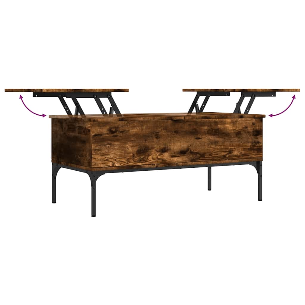 Tavolino Rovere Fumo 100x50x45cm in Legno Multistrato e Metallo | homemem39