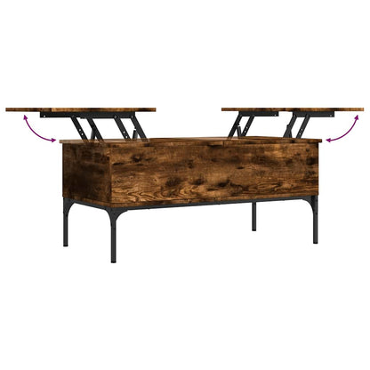 Tavolino Rovere Fumo 100x50x45cm in Legno Multistrato e Metallo | homemem39