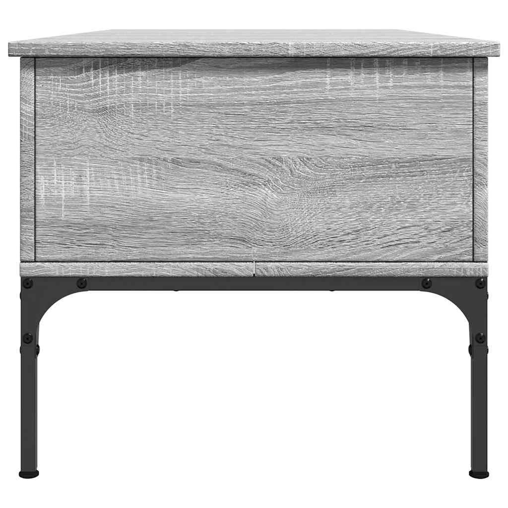 Tavolino Grigio Sonoma 100x50x45 cm Legno Multistrato e Metallo