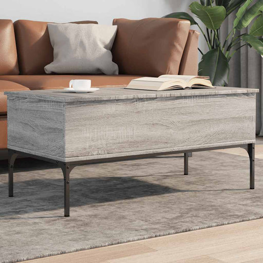 Tavolino Grigio Sonoma 100x50x45 cm Legno Multistrato e Metallo | homemem39