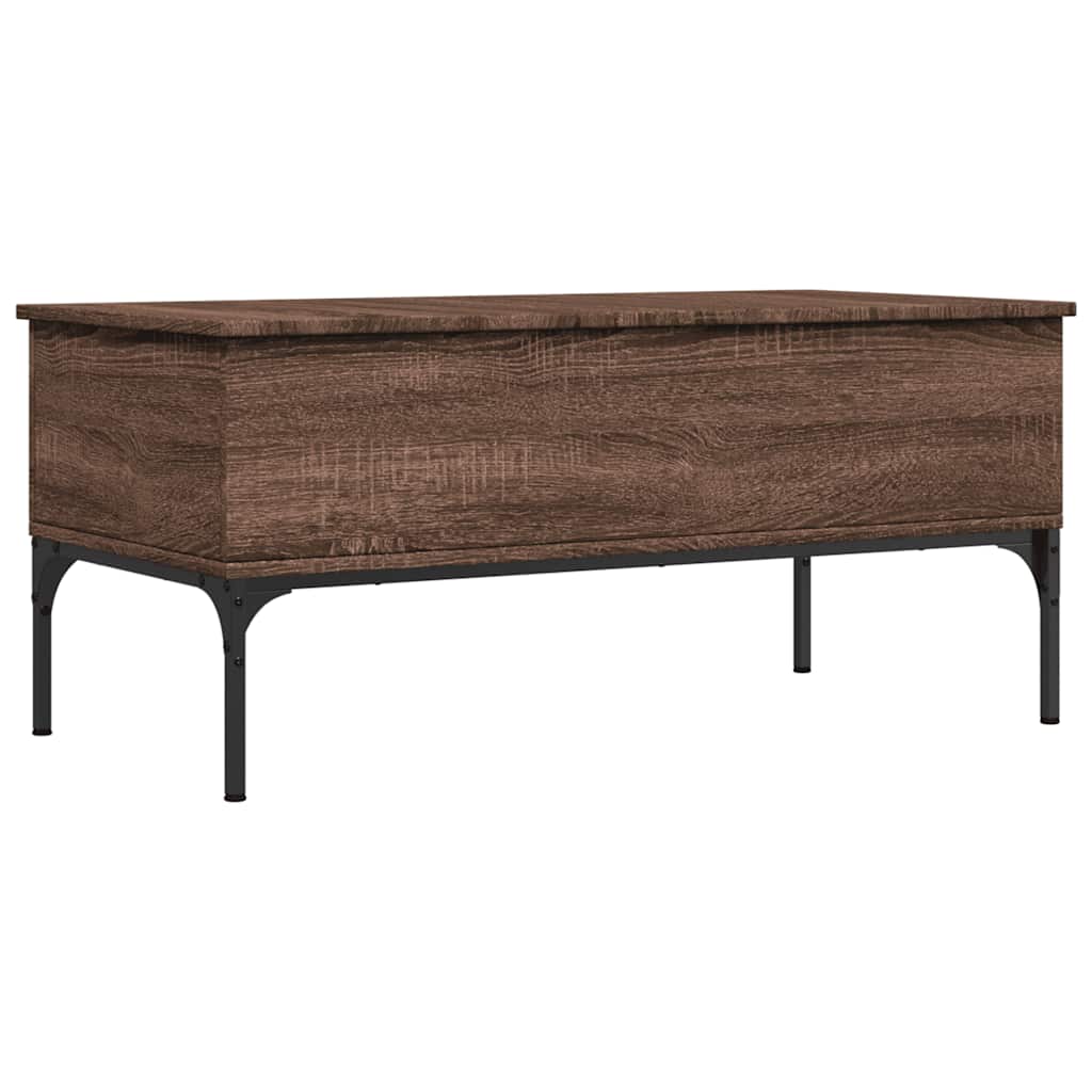 Tavolino Rovere Marrone 100x50x45cm Legno Multistrato e Metallo | homemem39