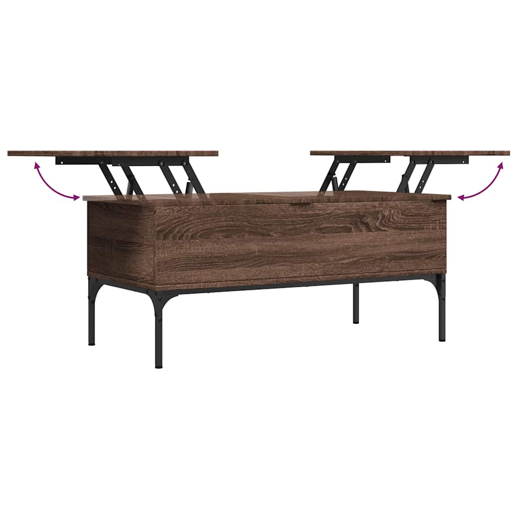 Tavolino Rovere Marrone 100x50x45cm Legno Multistrato e Metallo | homemem39