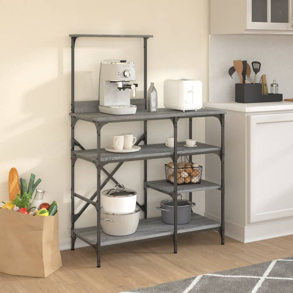 Mobile Cucina Grigio Sonoma 90x40x132 cm Multistrato e Metallo