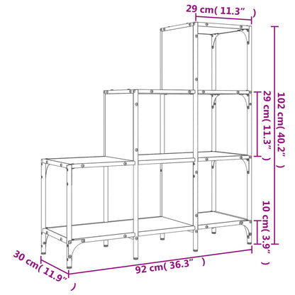 Libreria Rovere Fumo 92x30x102 cm Legno Multistrato e Metallo