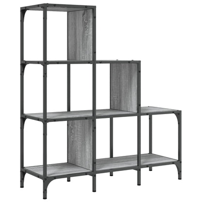 Libreria Grigio Sonoma 92x30x102 cm Legno Multistrato e Metallo