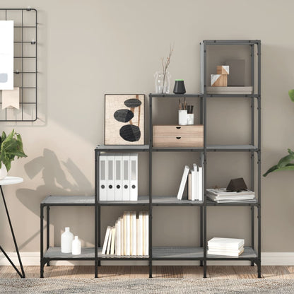 Libreria Grigio Sonoma 122x30x132cm Legno Multistrato e Metallo