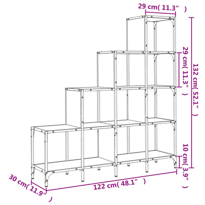 Libreria Grigio Sonoma 122x30x132cm Legno Multistrato e Metallo