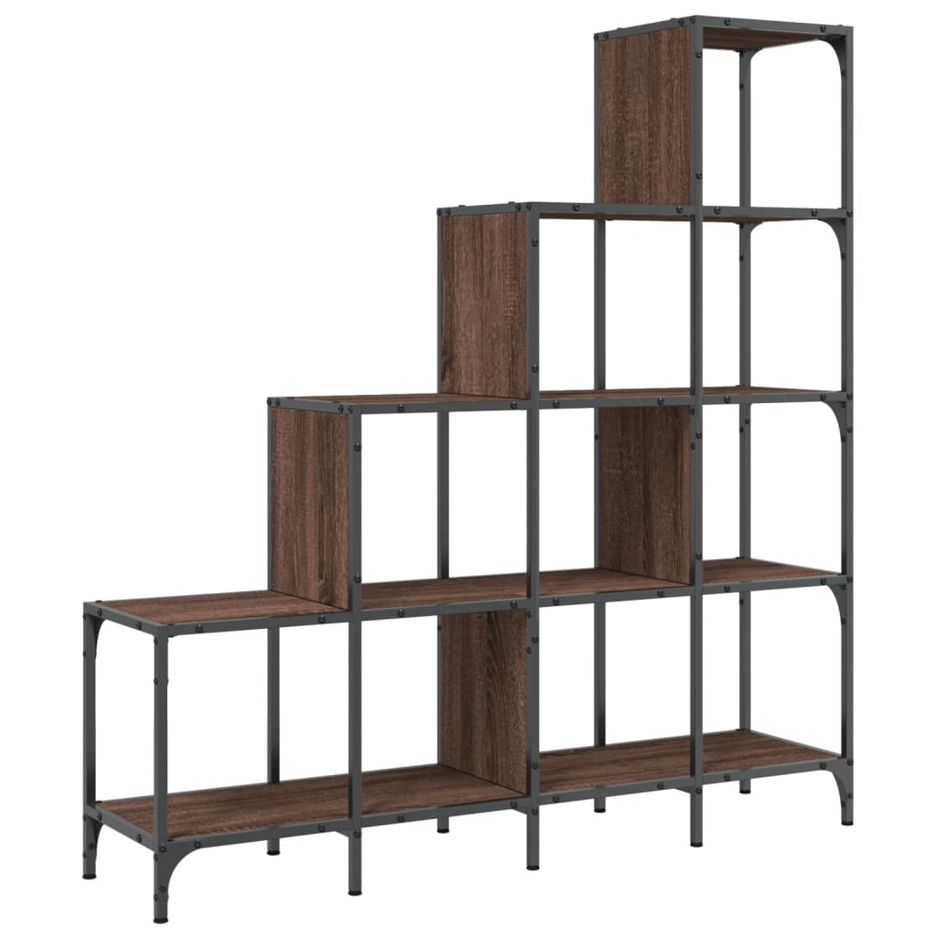 Libreria Rovere Marrone 122x30x132 cm Legno Multistrato Metallo