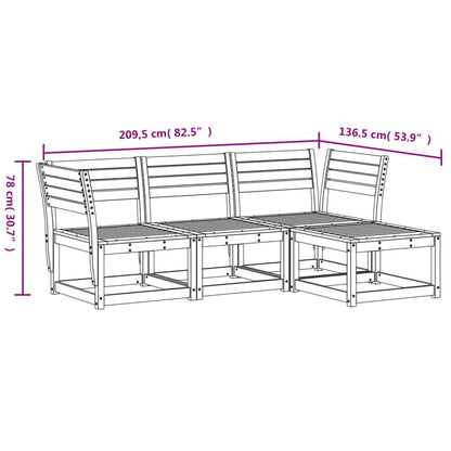 Set Salotto da Giardino 4 pz Bianco in Legno Massello di Pino