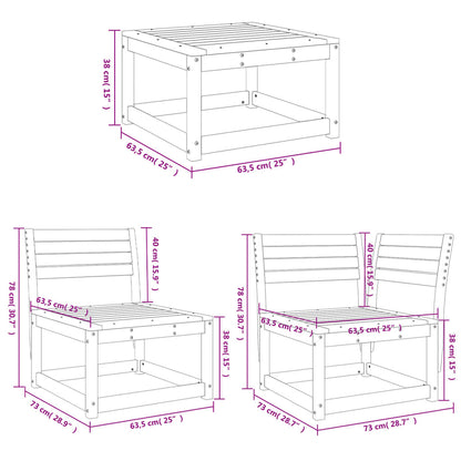 Set Salotto da Giardino 4 pz Marrone Cera Legno Massello Pino | homemem39