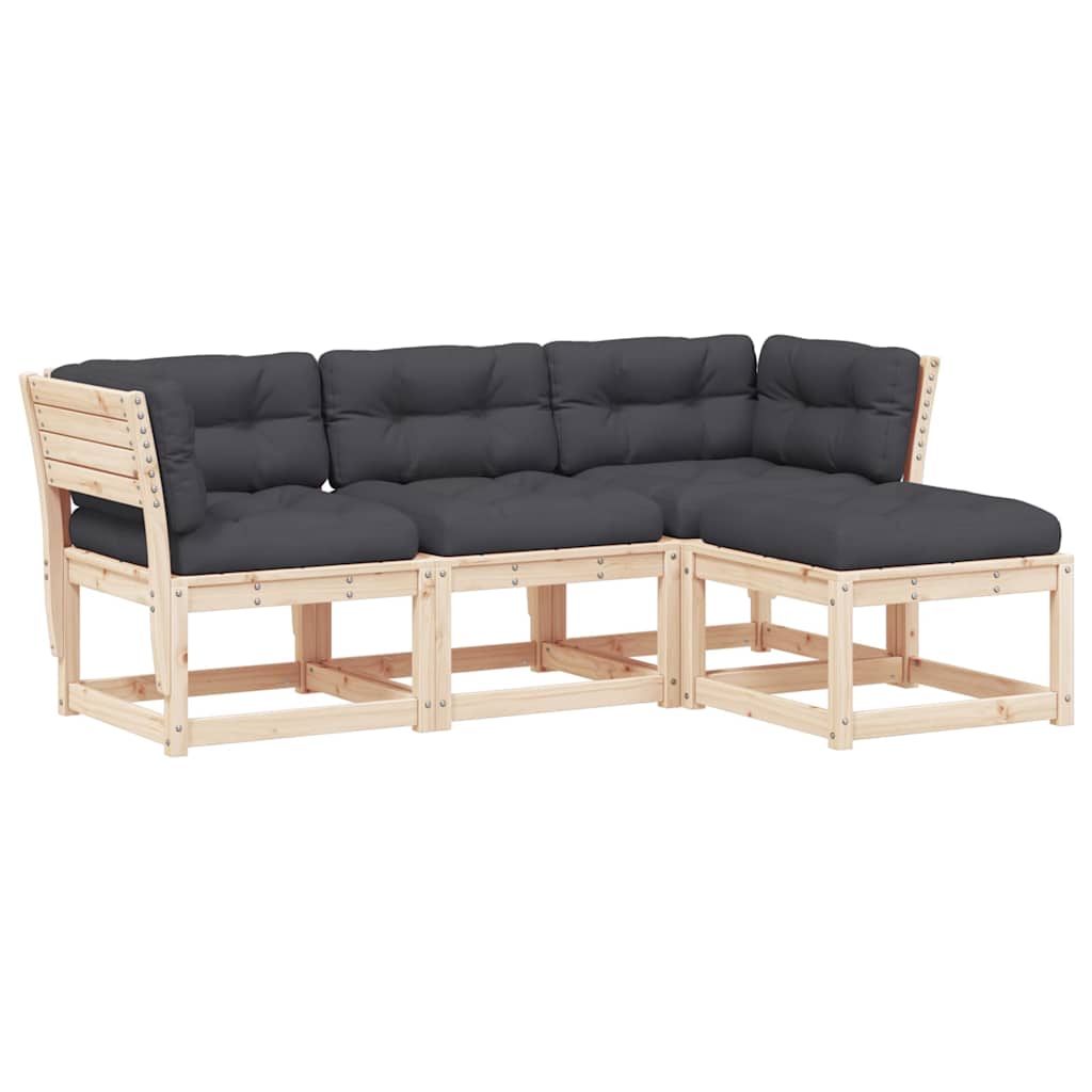 Set Divani da Giardino 4 pz con Cuscini Legno Massello di Pino | homemem39
