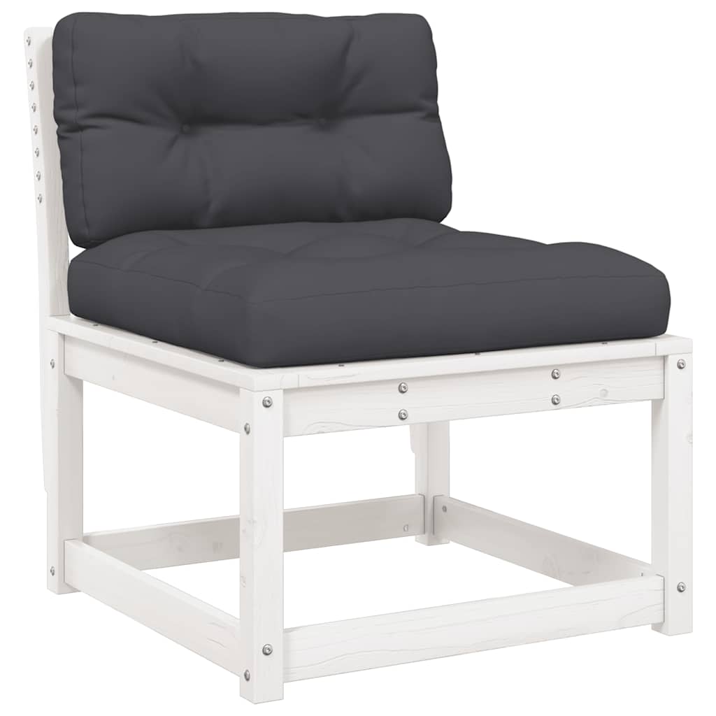 Set Salotto Giardino 4pz con Cuscini Bianco Legno Massello Pino | homemem39