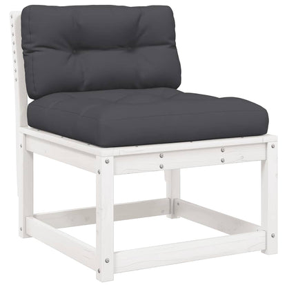 Set Salotto Giardino 4pz con Cuscini Bianco Legno Massello Pino | homemem39
