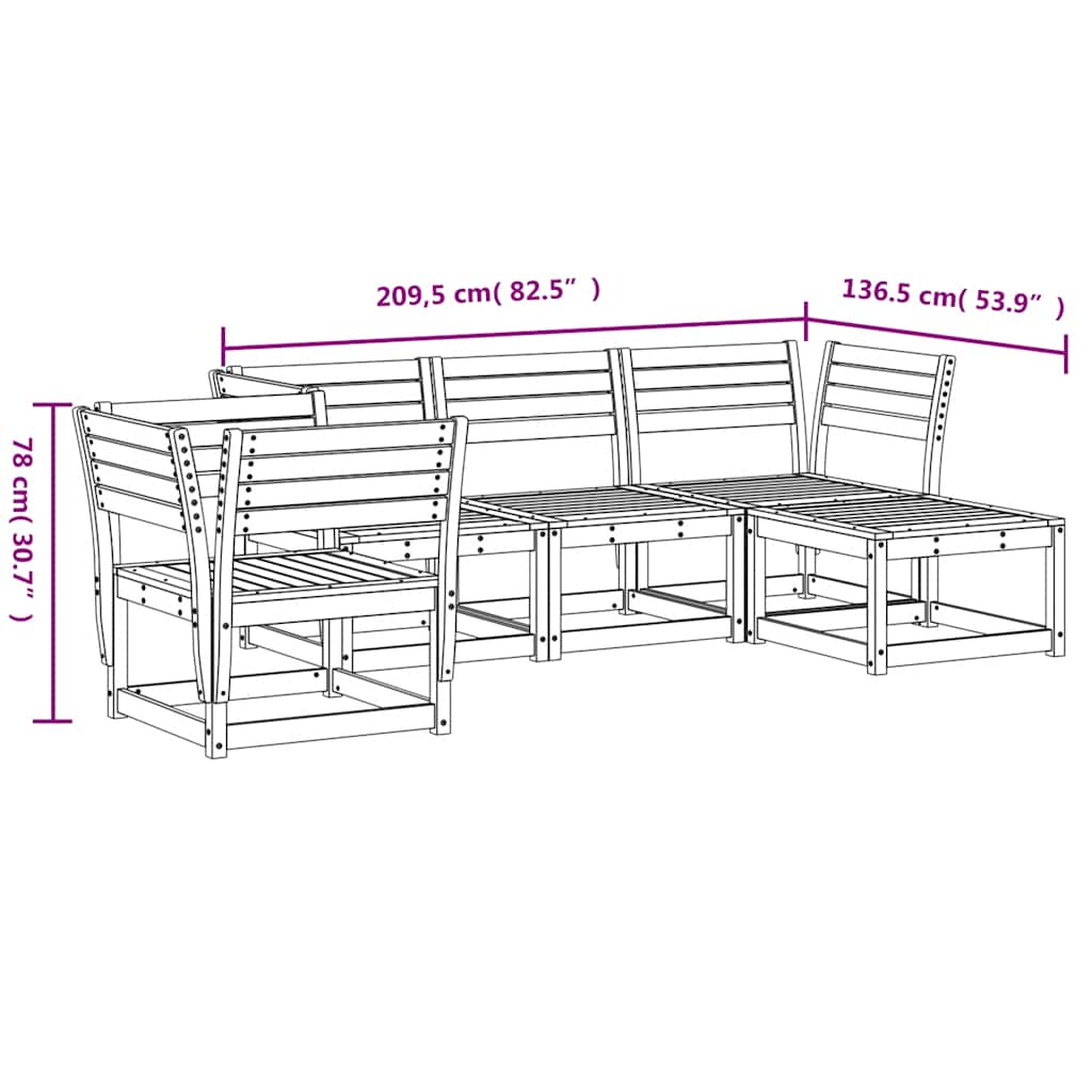 Set Salotto da Giardino 5 pz Bianco in Legno Massello di Pino | homemem39