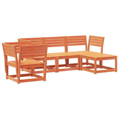 Set Salotto da Giardino 5 pz Marrone Cera Legno Massello Pino - homemem39