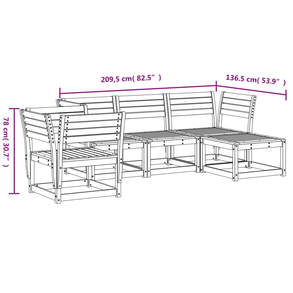 Set Salotto da Giardino 5 pz Marrone Cera Legno Massello Pino | homemem39