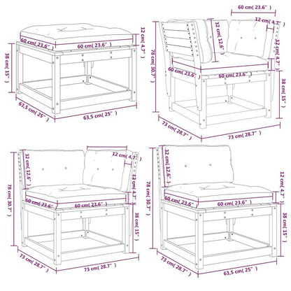 Set Divani Giardino 6 pz con Cuscini in Legno Massello di Pino | homemem39