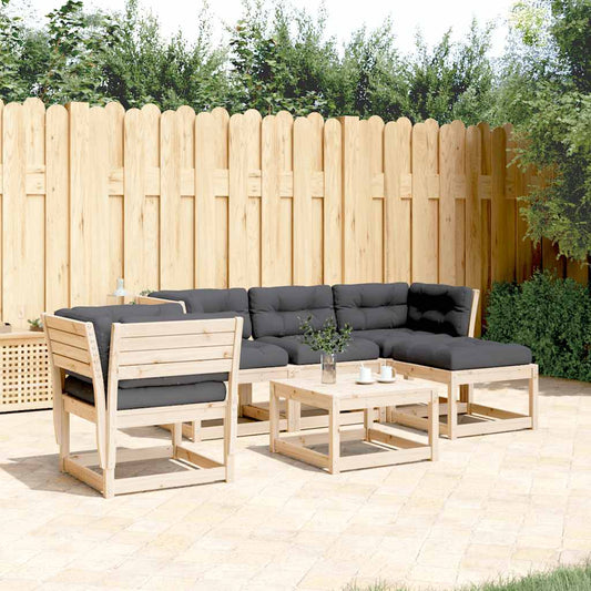 Set Divani Giardino 6 pz con Cuscini in Legno Massello di Pino | homemem39