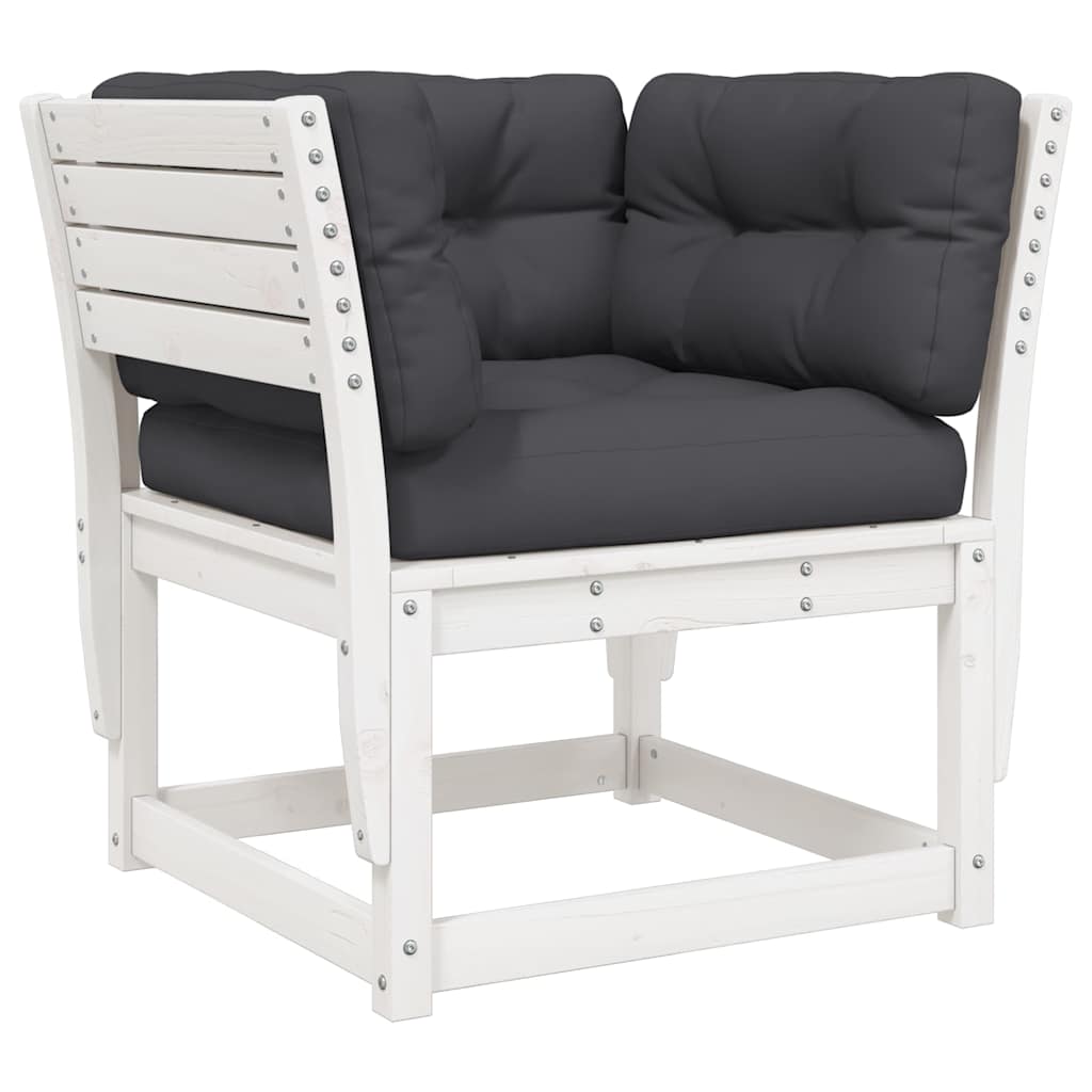 Set Salotto Giardino 5pz con Cuscini Bianco Legno Massello Pino | homemem39