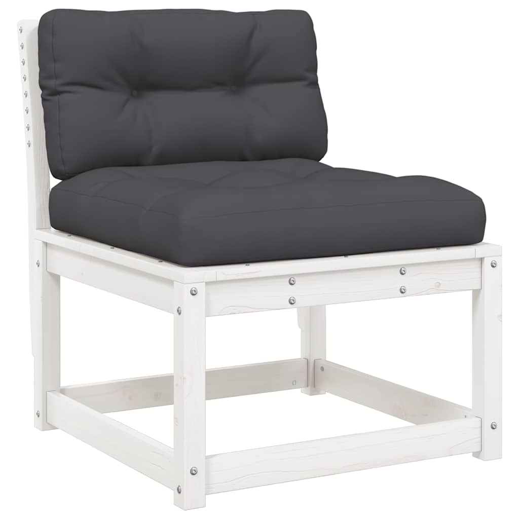 Set Salotto Giardino 5pz con Cuscini Bianco Legno Massello Pino | homemem39