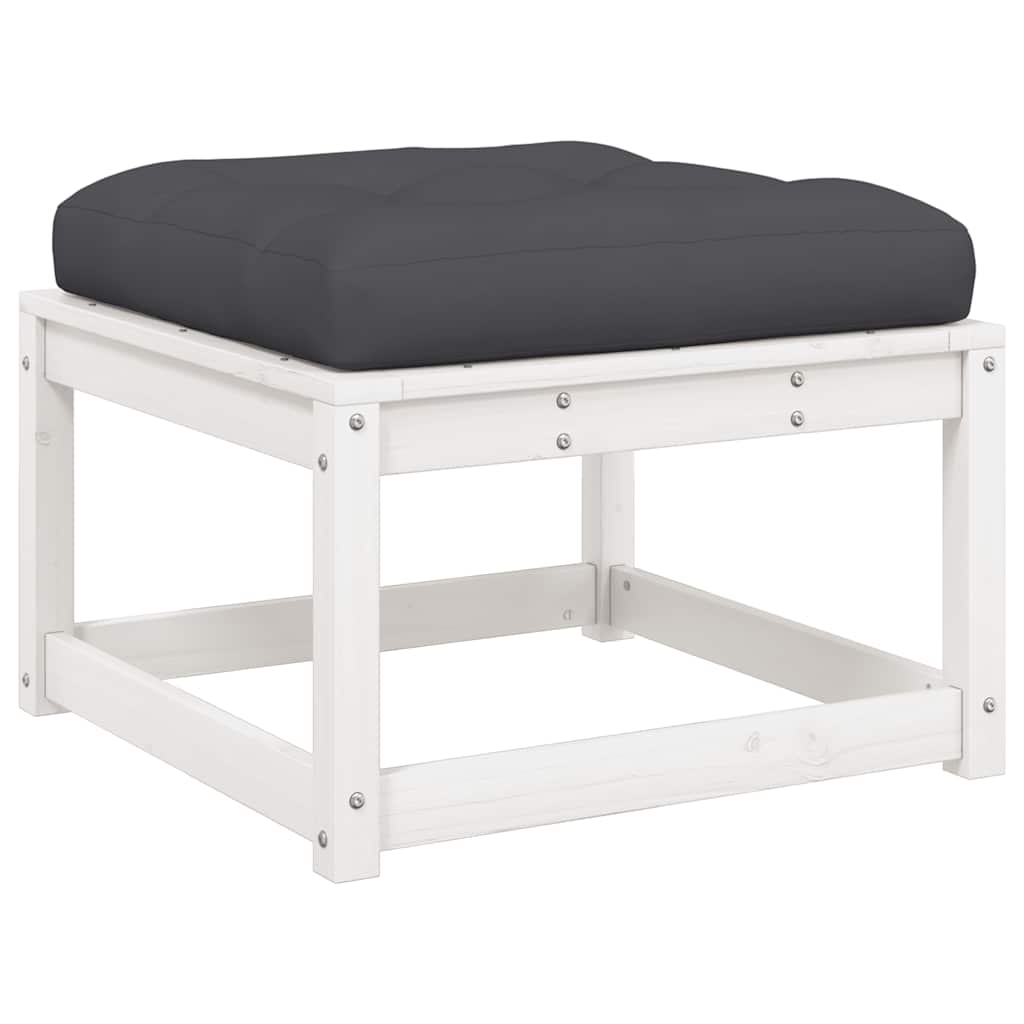 Set Salotto Giardino 5pz con Cuscini Bianco Legno Massello Pino | homemem39