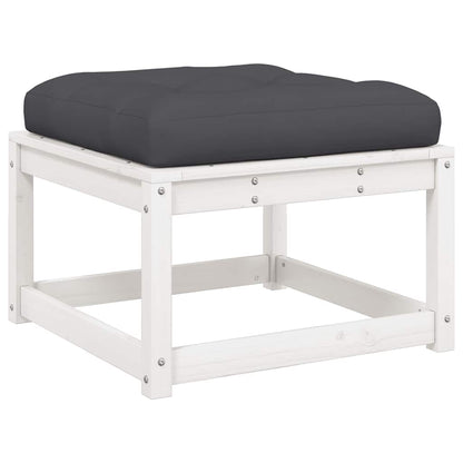 Set Salotto Giardino 5pz con Cuscini Bianco Legno Massello Pino | homemem39