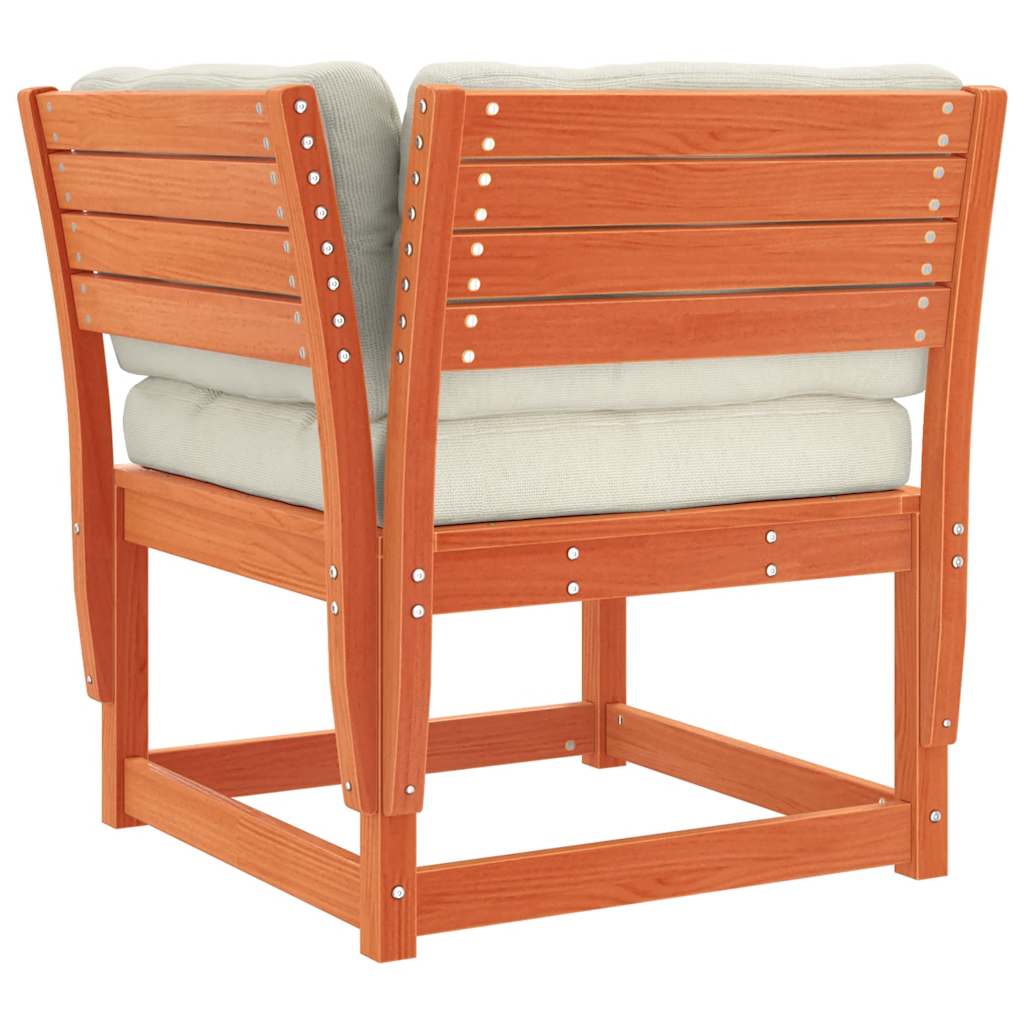 Set Salotto Giardino 5pz con Cuscini Marrone Cera Massello Pino | homemem39