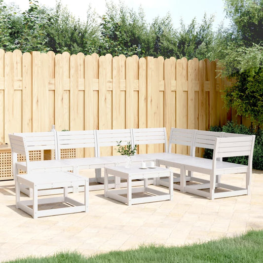 Set Salotto da Giardino 7 pz Bianco in Legno Massello di Pino - homemem39