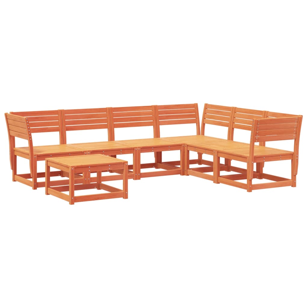 Set Salotto da Giardino 7 pz Marrone Cera Legno Massello Pino - homemem39