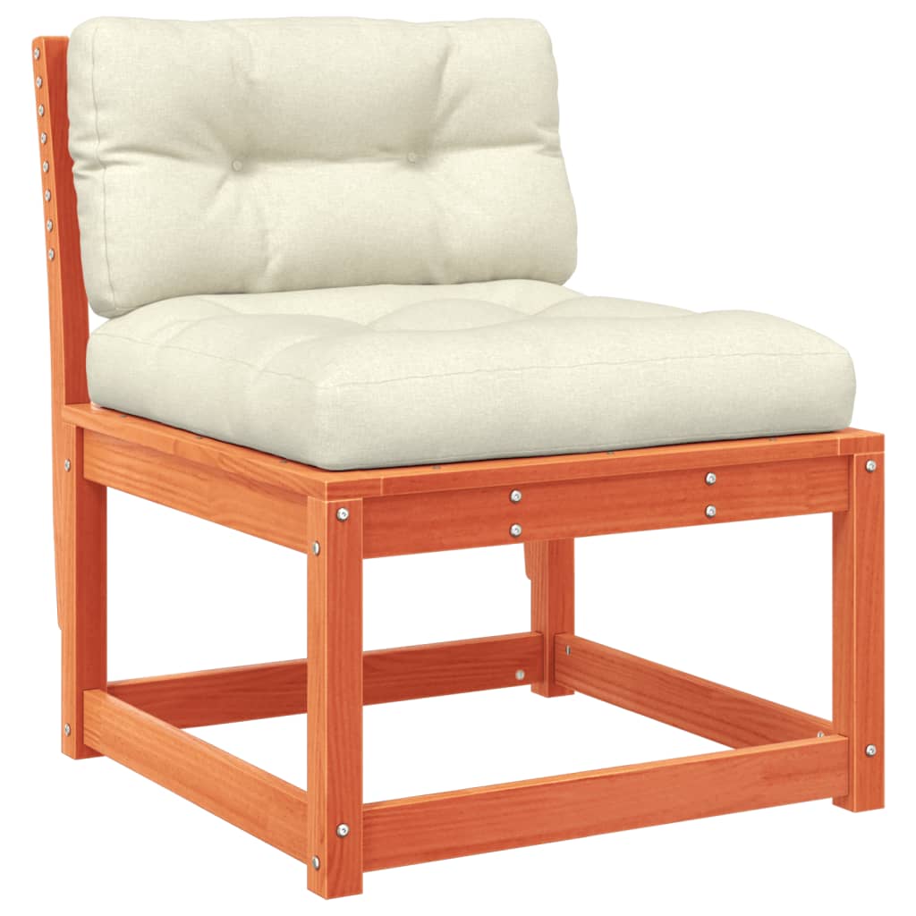 Set Salotto Giardino 7pz con Cuscini Marrone Cera Massello Pino - homemem39