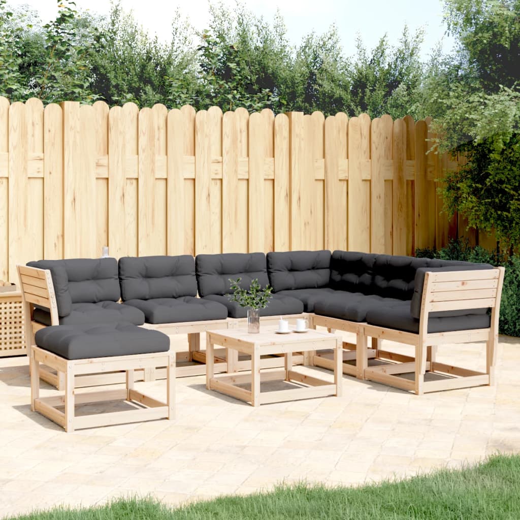 Set Salotto Giardino 7 pz Cuscini Antracite Legno Massello Pino | homemem39