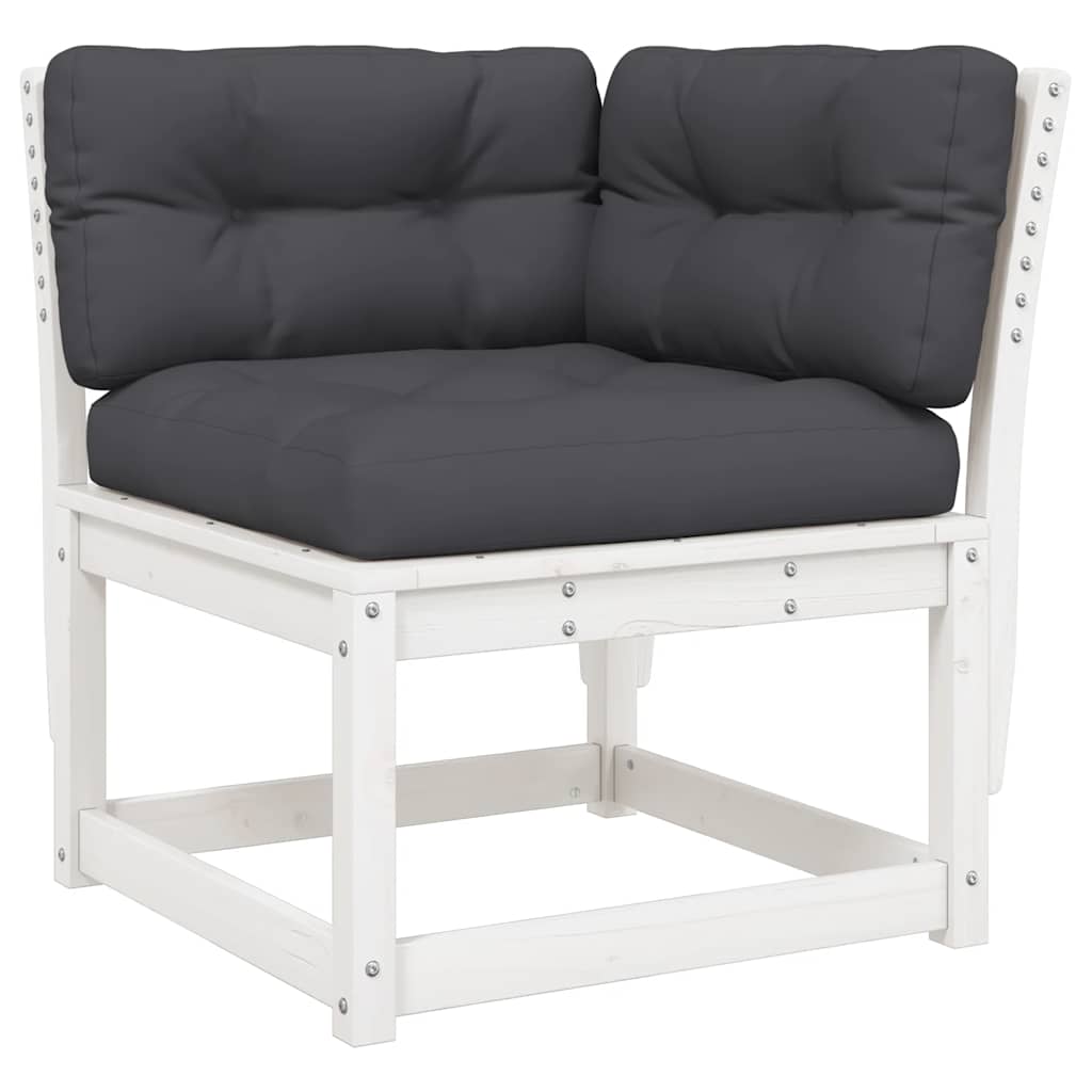 Set Salotto Giardino 7pz con Cuscini Bianco Legno Massello Pino | homemem39