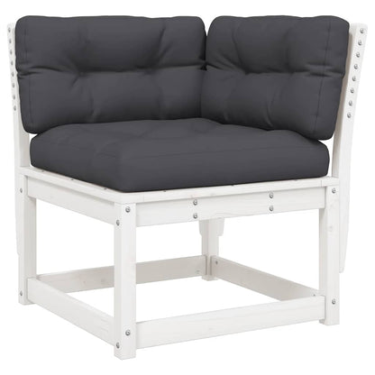 Set Salotto Giardino 7pz con Cuscini Bianco Legno Massello Pino | homemem39