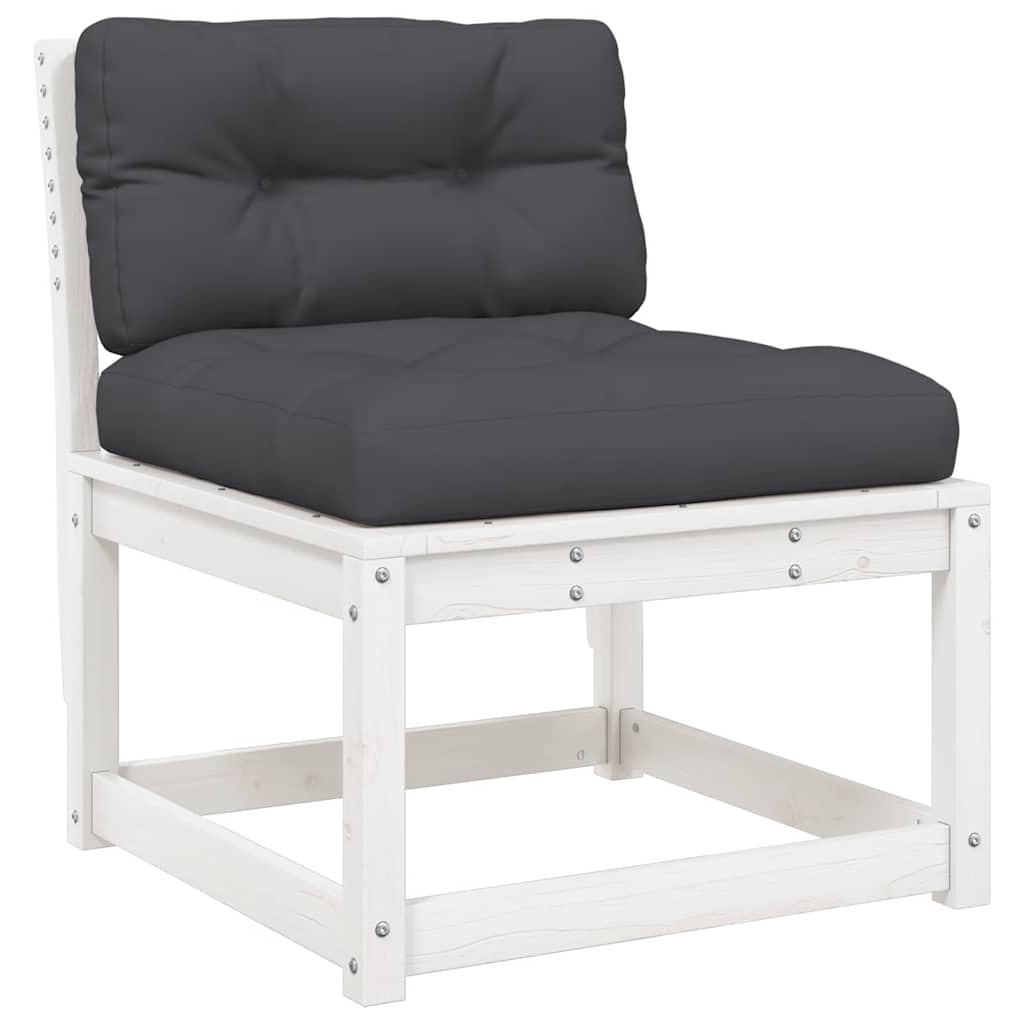 Set Salotto Giardino 7pz con Cuscini Bianco Legno Massello Pino | homemem39
